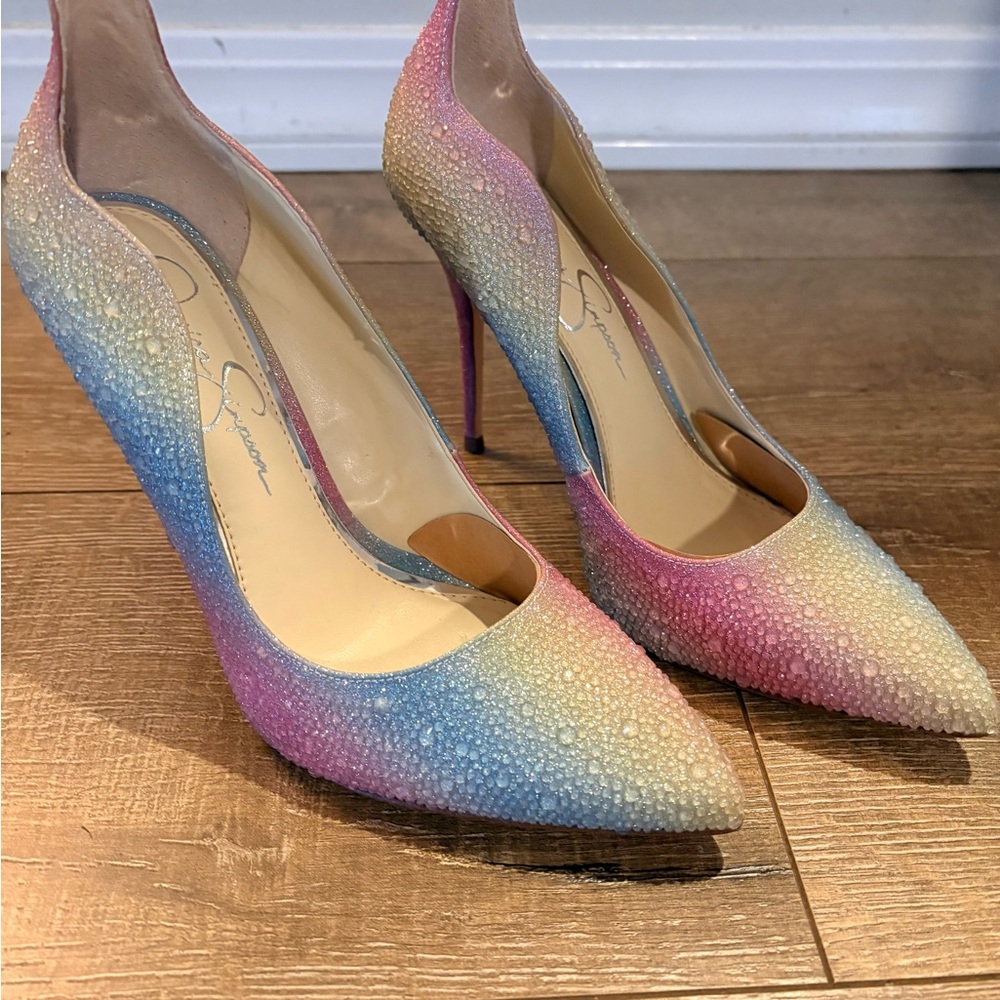 Jessica Simpson Pink and Blue Gradient Heels